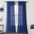 Extra Long Classic Blue Linen Curtains 120 Inch by Nanspring