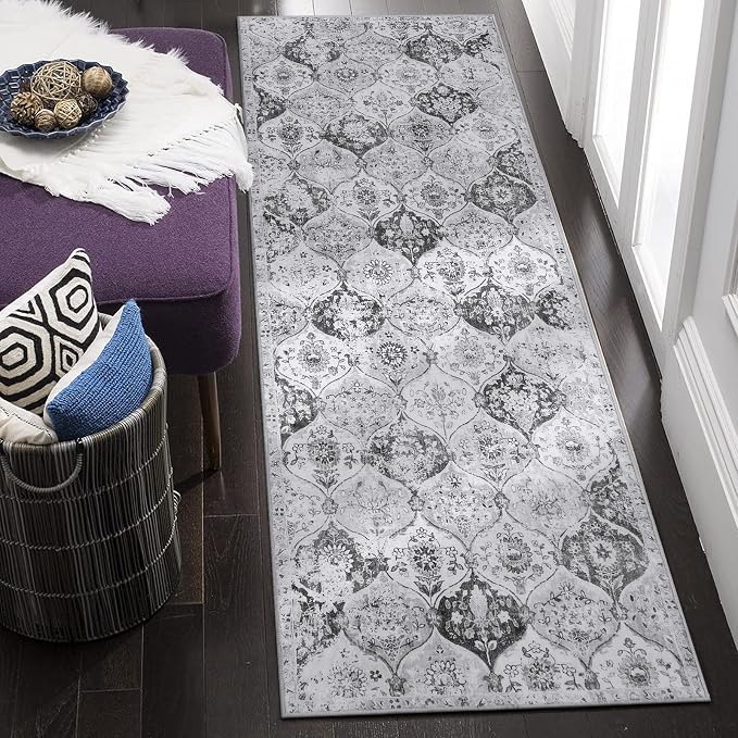 Lahome Moroccan Washable Runner Rug, 2x6 Grey Kitchen Runners by Lahome