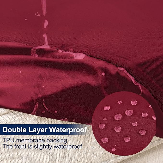 Smiry Waterproof Patio Cushion Covers, Stretch Outdoor Furniture Covers | Couch - Image 2