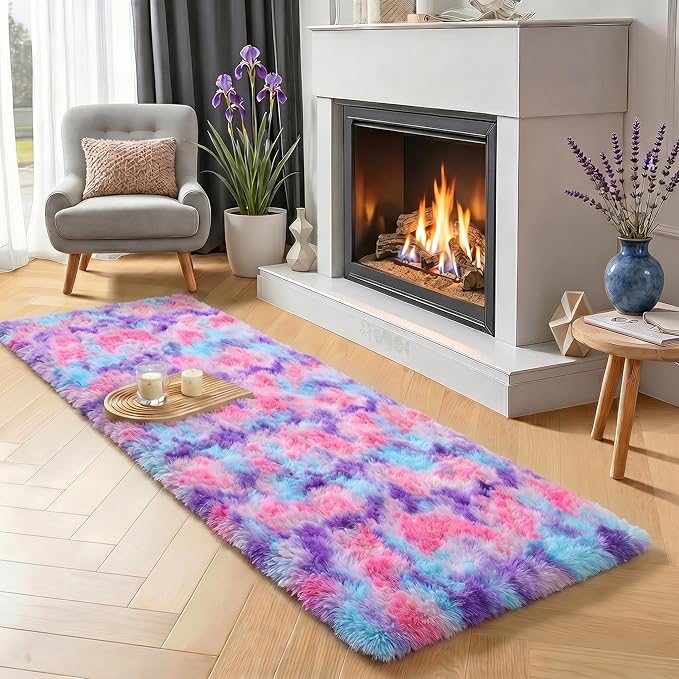 Soft Runner Rugs for Hallway 2x6 Ft, Fluffy Colorful Pastel Princess Carpet | by PAGISOFE