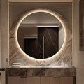 48" Round LED Bathroom Mirror, Wall Mounted Round Backlit Mirror LED Bathroom Vanity Mirror with Lights Fog Free Circle Lighted Mirror with Gold Frame, Smart Light up Mirror 3-Color