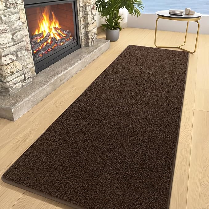 3x8 Runner Rug for Hallway, Long Runner Rugs Non Slip, Coffee | Soft Washable - Image 2