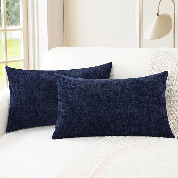 CaliTime Decorative Couch Throw Pillow Covers 20 X 12 Inches Navy Blue | Pack by CaliTime