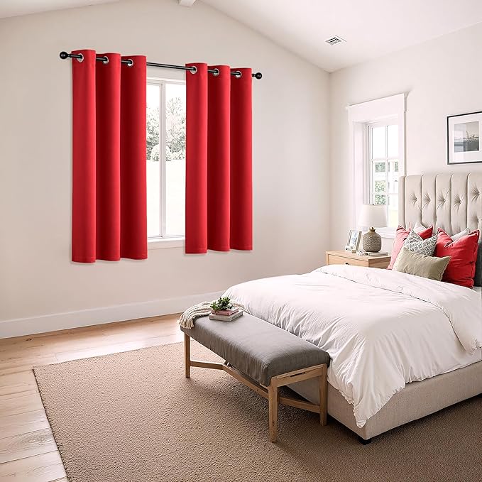 MIULEE Blackout Curtains for Bedroom 2 Panels 40x63 Inch Long Christmas Red | - Image 6