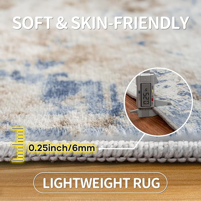 Aelenmu 9x12 Area Rugs for Living Room Bedroom Dining Room Washable Blue | Soft - Image 6