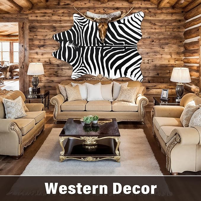 Faux Zebra Rug, Large Zebra Print Rug Animal Hide Rugs, 7 x 6.2 Ft | Print Hide - Image 9