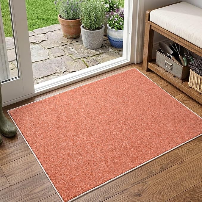 2x3 Orange/White Area Rug Washable Non-Slip Soft by Unknown