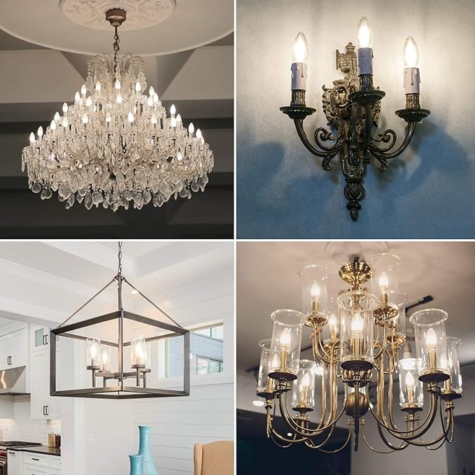 Cotanic Dimmable E12 Candelabra LED Bulbs, 60W Equivalent,4000K Daylight,600LM Ceiling Fan Light Bulb,C35 Filament Chandelier Light Bulbs B11 Candle Lights with Clear Glass,Pack of 6