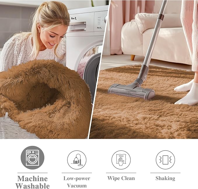 OLANLY Khaki Round Rugs for Bedroom - Image 2