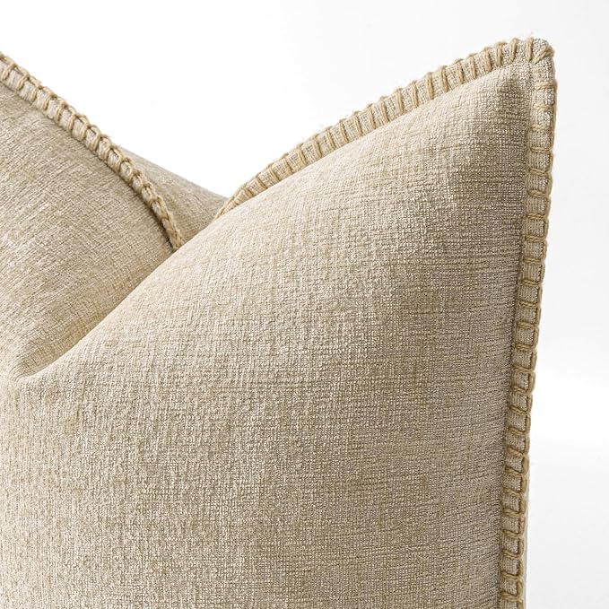 MIULEE Decorative Couch Throw Pillow Covers 18x18 Inch Beige 2 Pack | Neutral - Image 2