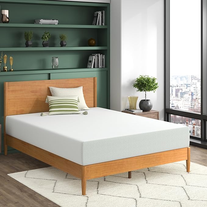 ZINUS 10 Inch Green Tea Memory Foam Mattress, Twin, Fiberglass Free, Patented Custom Contour Support, Sturdy Base Foam, CertiPUR-US Certified, Mattress in A Box, White