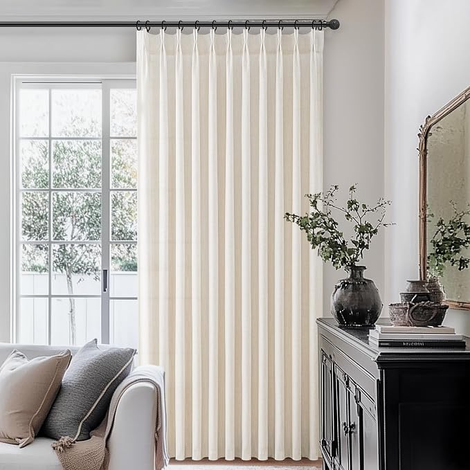 Extra Wide Pinch Pleat Thick Linen Sheer Curtains 96 Inches Long - Image 7