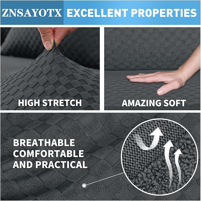 ZNSAYOTX Sectional Couch Covers, Stretch Jacquard Slipcovers - Image 5