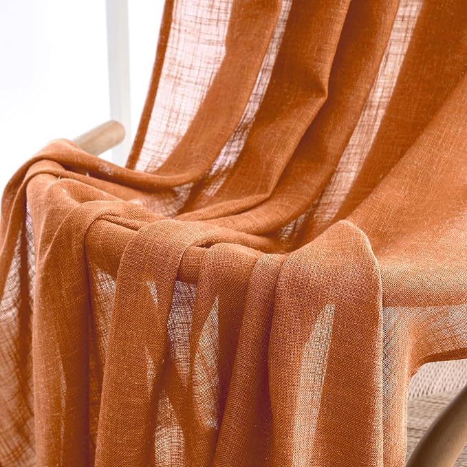 MIULEE Orange Fall Linen Curtains 52x90 Inch 2 Panels - Image 5