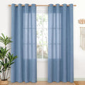 YoungsTex Denim Blue Linen Semi Sheer Curtains 80 Inch Length by YoungsTex