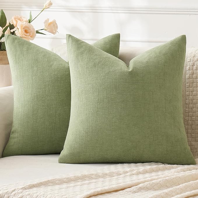 MIULEE Sage Green Chenille Couch Throw Pillow Covers, 16x16 | Set of 2 by MIULEE