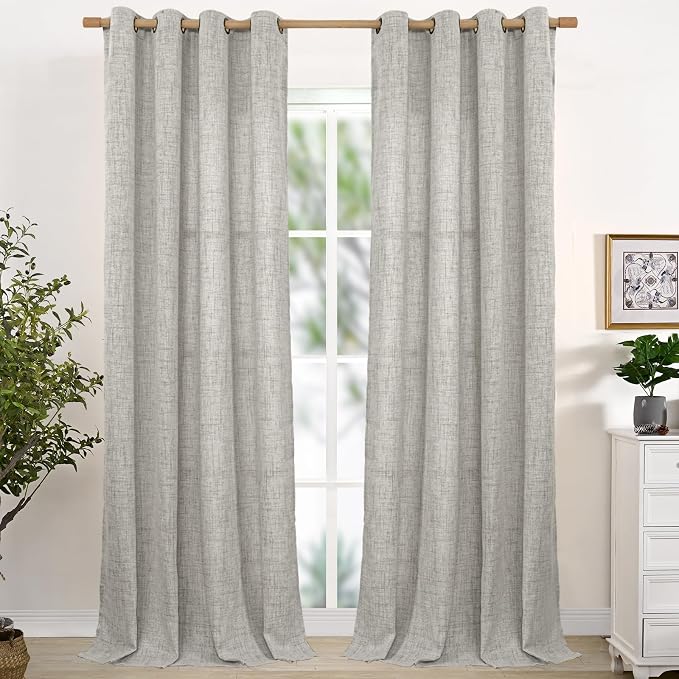 YoungsTex Extra Long Linen Curtains 95 Inch 2 Panels by YoungsTex