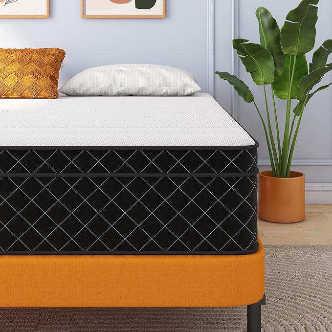 Swbvs Queen Mattress, 12 Inch Queen Size Mattress Bed in a Box, Memory Foam & Pocket Springs, Medium Feel, Cool Sleep & Pressure Relief, 120-Night Trial