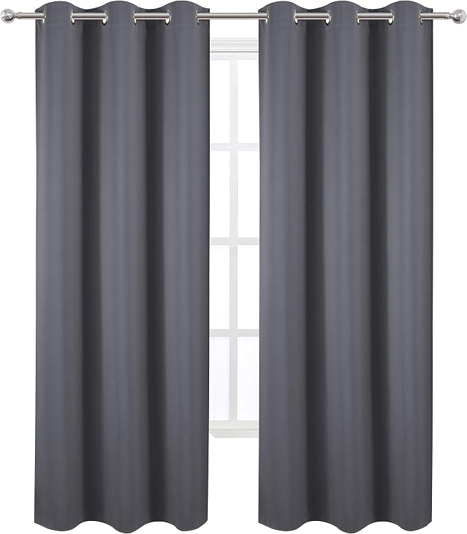 Blackout Curtains 42 x 95 inch/Dark Grey Curtains Set of 2 Panels/Thermal - Image 2