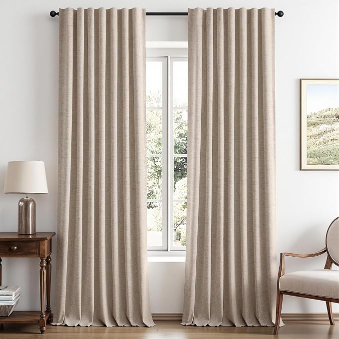 MIULEE 100% Blackout Linen Curtains by MIULEE