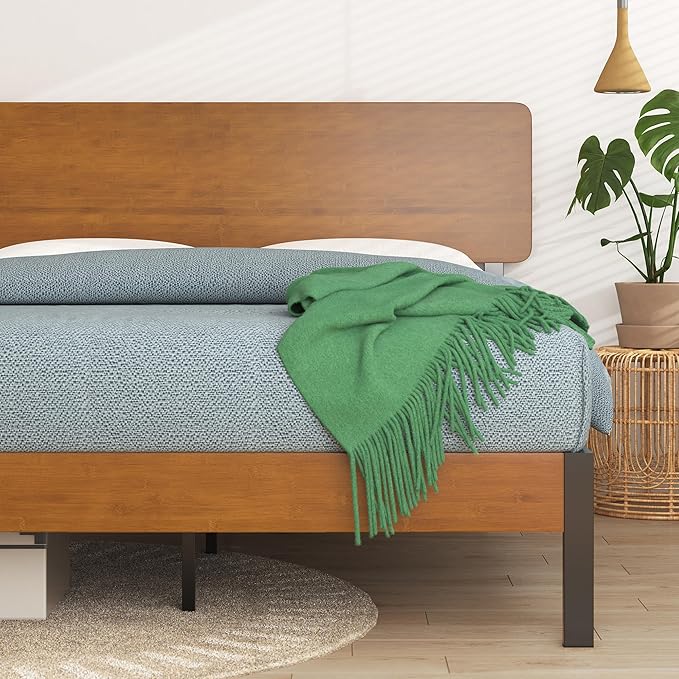 ZINUS Olivia Metal and Bamboo Platform Bed Frame, No Box Spring Needed, Wood Slat Support, Easy Assembly, Full
