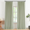 Vision Home Soft Green Pinch Pleated Full Blackout Curtains Linen Blended Room by VisionHome
