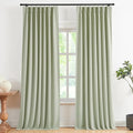 Vision Home Soft Green Pinch Pleated Full Blackout Curtains Linen Blended Room by VisionHome