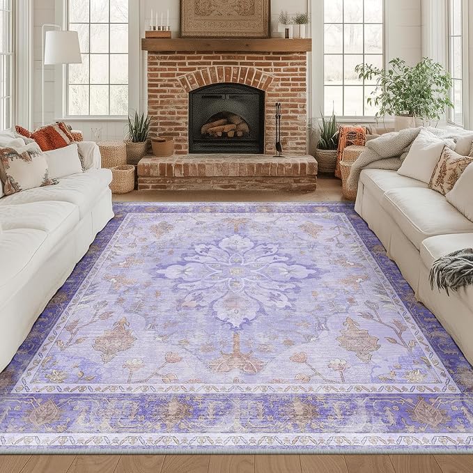 RELEANY Washable Area Rug, Square 8'x8', Water Repellent, Pet Friendly by RELEANY