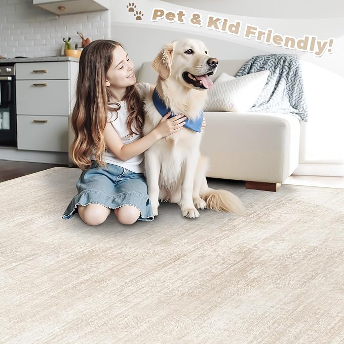 pmtsns Area Rugs 10x14 Living Room: Washable Rug Modern Abstract Neutral Soft - Image 5