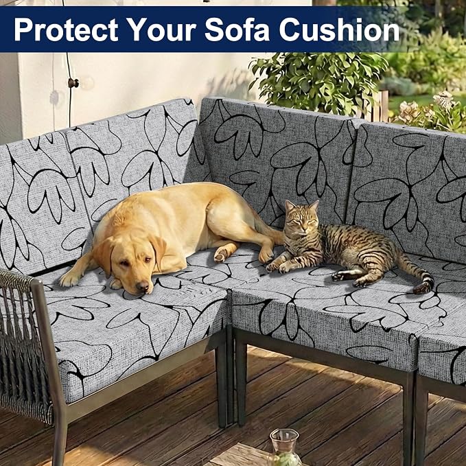 Smiry Waterproof Patio Cushion Covers, Stretch Outdoor Furniture Covers | Couch - Image 8