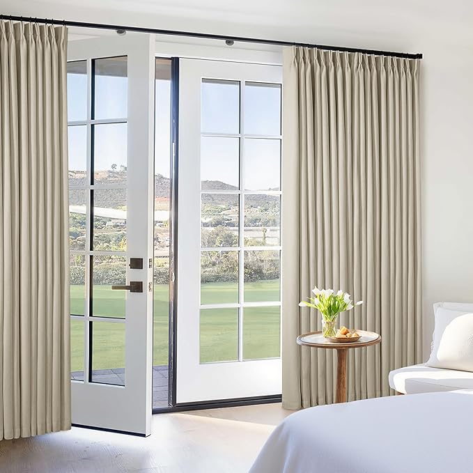 Burlywood Birch Pleated Blackout Linen 120 Inch Long Curtains 60 Inch Wide | - Image 7