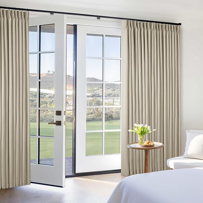 Burlywood Birch Pleated Blackout Linen 92 Inch Long Curtains 60 Inch Wide | - Image 6