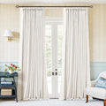 105 Inch Pinch Pleated Blackout Linen Curtains by Twodrapes