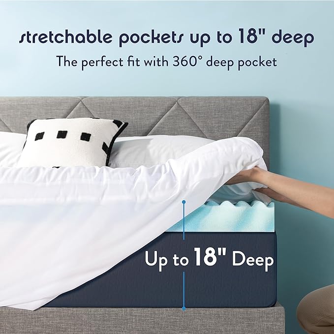 Best Price Mattress 4 Inch Pillowtop Mattress Topper and Pad Combo, 2 Inch Egg Crate Foam Mattress Topper, 2 Inch Plush Mattress Pad, Certified Safe Foam and Fabric, Dorm Essentials, Queen