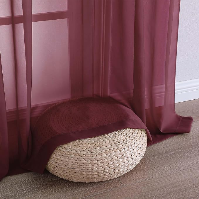 Sheer Curtains 2 Panels Set for Bedroom Living Room, Soft Solid Rod Pocket - Image 6