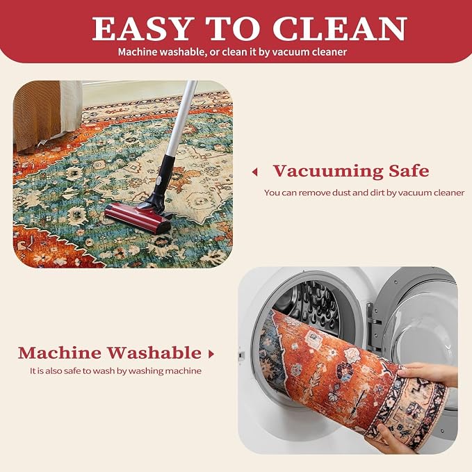 SERISSA 8x10 Washable Non Slip Boho Area Rug - Image 3