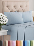 Twin 4 Piece Sheet Set - Comfy Breathable & Cooling - Soft Hotel Luxury Bedding Set with 8-16 Inch Deep Pockets - 1 Flat & 1 Fitted Sheet & 2 Pillowcases - Wrinkle Free & Easy Care - Heathered Blue