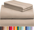 LuxClub 4 PC Full Sheet Set, Breathable Luxury Bed Sheets, Deep Pockets Wrinkle Free Cooling Bed Sheets Machine Washable Hotel Bedding Silky Soft - Light Khaki Full