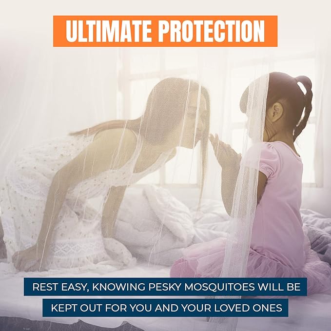 MEKKAPRO Extra-Large King Mosquito Bed Net, Made for King Queen and Twin, Bed Mosquito Netting | Bed Canopy Curtains, White Mosquito Netting