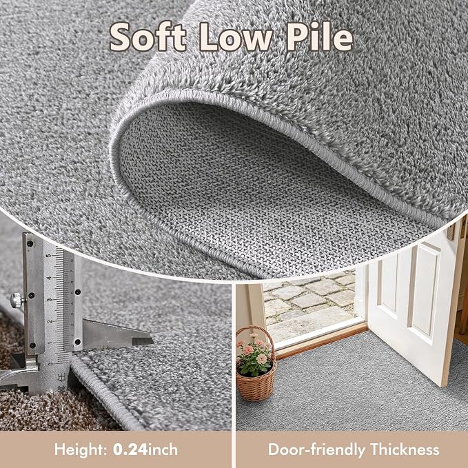 2x3 Grey Area Rug Washable Non-Slip Soft Thin - Image 5