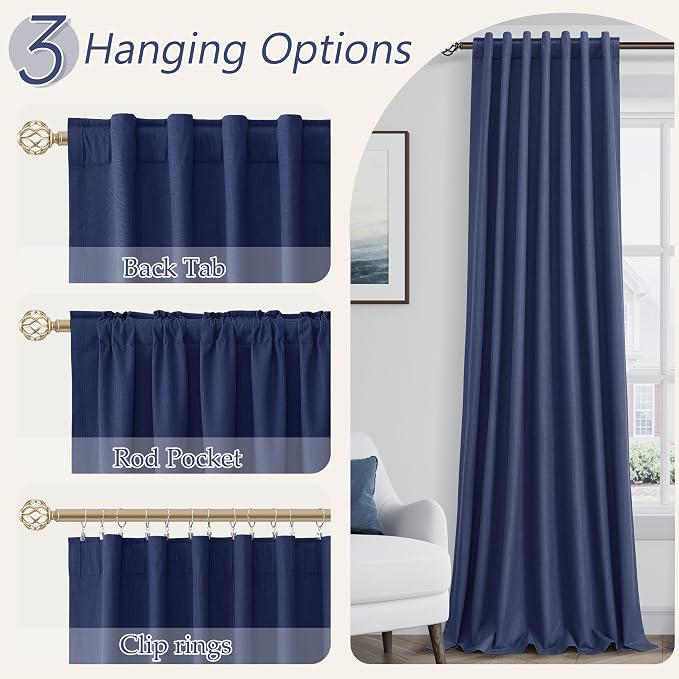 100% Blackout Curtains 120 Inch Length 2 Panels Set - Image 5