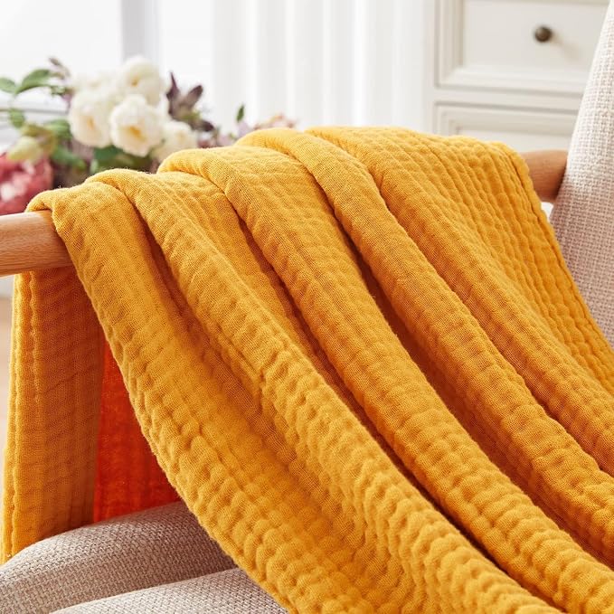 EMME Muslin Blankets for Adults Throw Blanket for Couch Breathable Gauze Soft - Image 9
