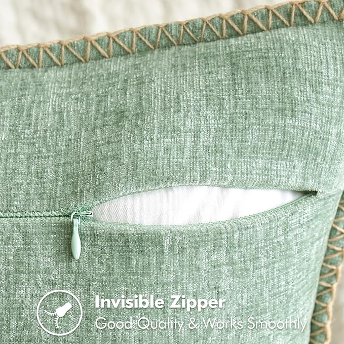MIULEE Decorative Couch Throw Pillow Covers 18x18 Inch Greyish Green 2 Pack | - Image 3