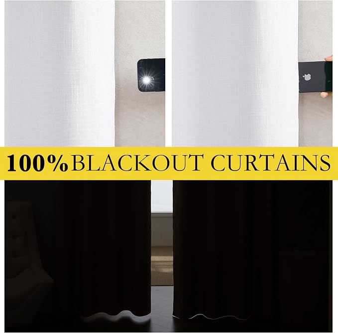 NICETOWN Back Tab 100% Blackout Linen Curtains - Image 3