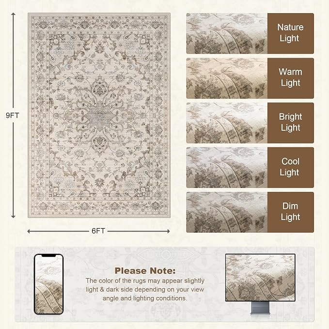 6x9 Area Rugs Living Room: Washable Rug - Image 2