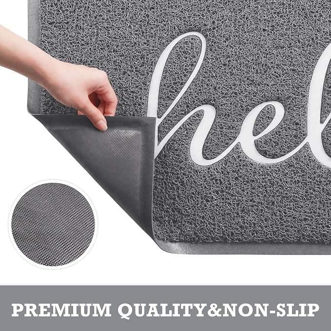 Grey Door Mat Welcome Mats Outdoor Indoor Doormat - Image 4