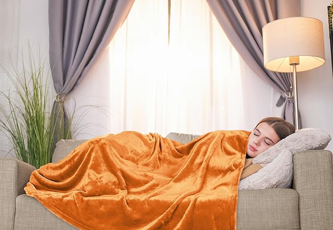 Utopia Bedding Fleece Blanket Throw Size Burnt Orange 300GSM Luxury Anti-Static Fuzzy Soft Microfiber Halloween Blanket for Couch, Sofa and Bed (60x50 Inch)