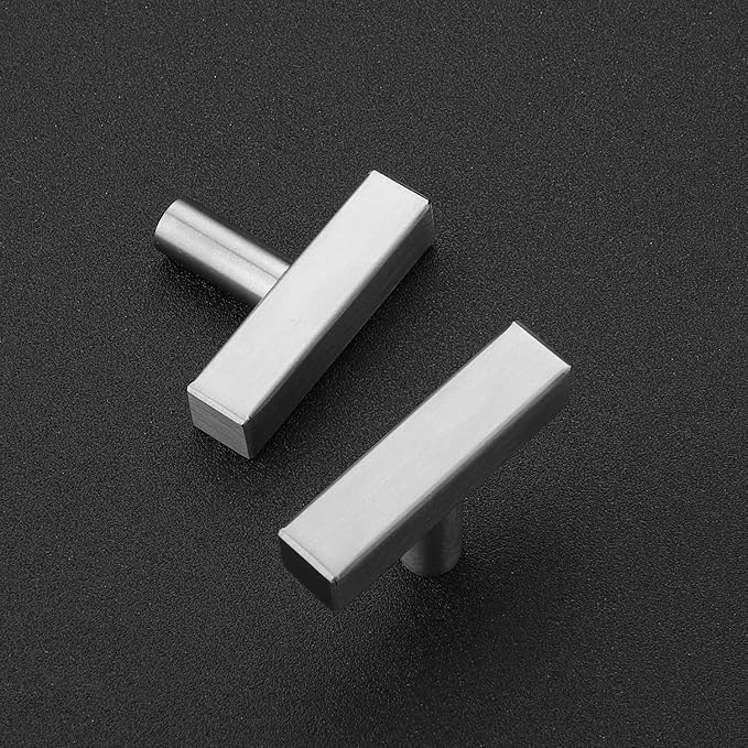 Ravinte Brushed Nickel Cabinet Handles 10 Pack Satin Nickel Square Cabinet Pulls Silver Hardware for Kitchen Cabinets 2 inch Overall Length Stainless Steel Drawer Pulls