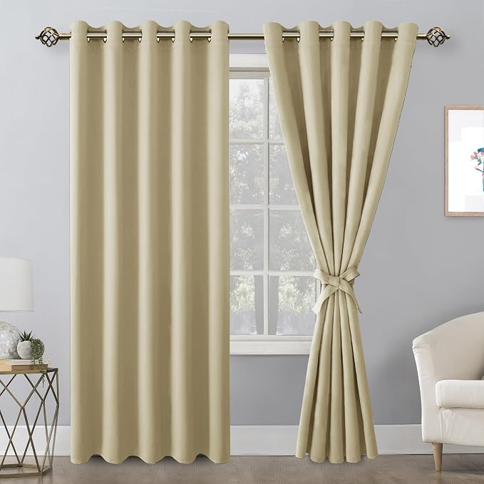 Blackout Curtains for Bedroom, Light Beige, 60 x 84 Inch, 2 Panels | Thermal - Image 9