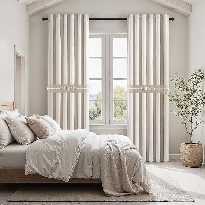 Cream Birch 84 Inch Longth 40 Inch Wide 100% Blackout Curtains 2 Panels Set - Image 7